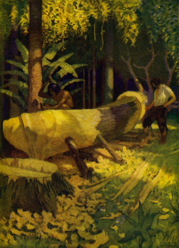 Illustration til Robinson Crusoe (farve litho) af Newell Convers (after) Wyeth