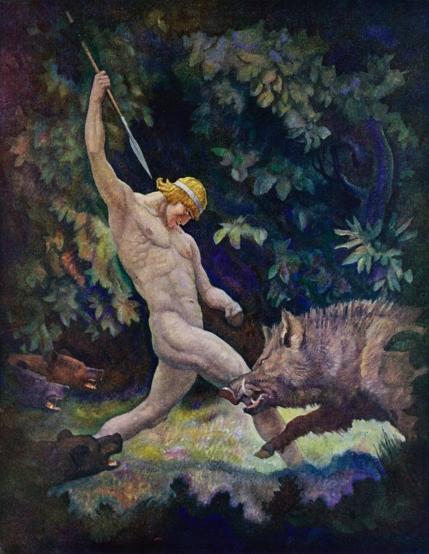 Odyssey: Ornejagten (farve litho) af Newell Convers (after) Wyeth