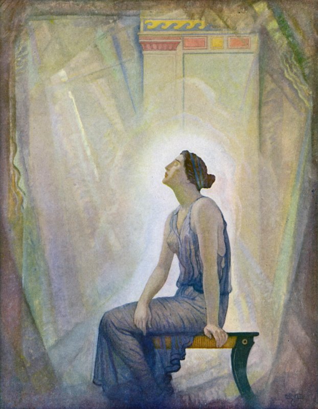 Odyssey: Den sørgende Penelope (farve litho) af Newell Convers (after) Wyeth