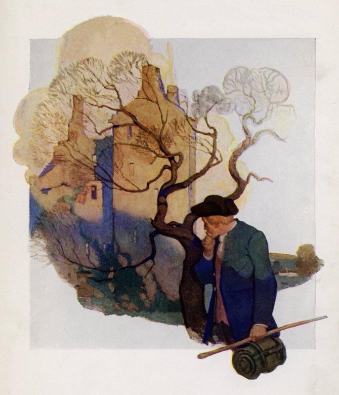 Titelsideillustration til Kidnapped af Robert Louis Stevenson (farve litho) af Newell Convers (after) Wyeth