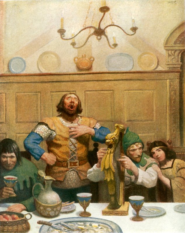 Lille John synger ved banketten af Newell Convers Wyeth