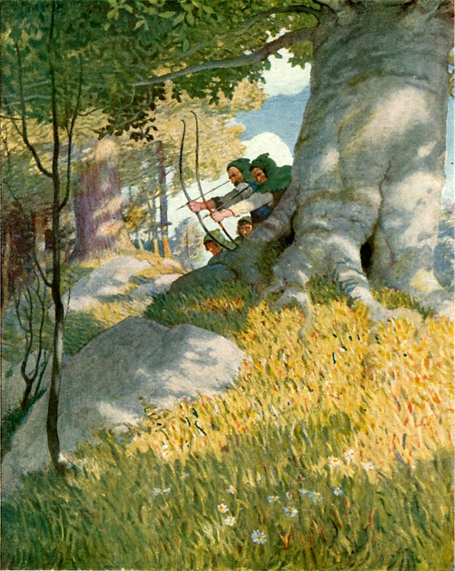 Robin Hood og hans kammerater redder Will Stutely af Newell Convers Wyeth