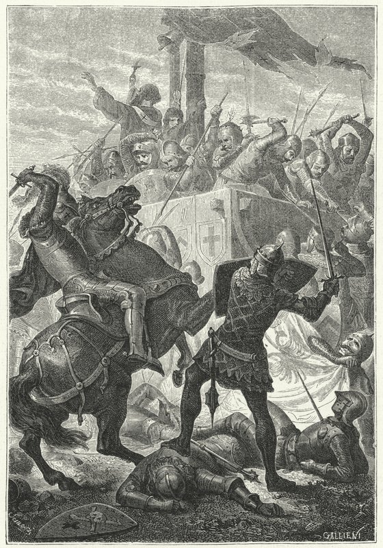 Kampen om langobardernes carroccio i slaget ved Cortenouva af Niccolo Sanesi