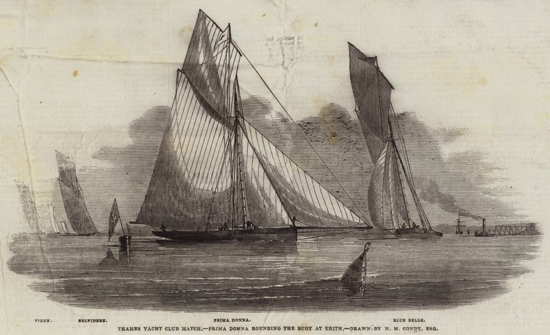 Thames Yacht Club Match, Prima Donna runder bøjen ved Erith af Nicholas Matthews Condy