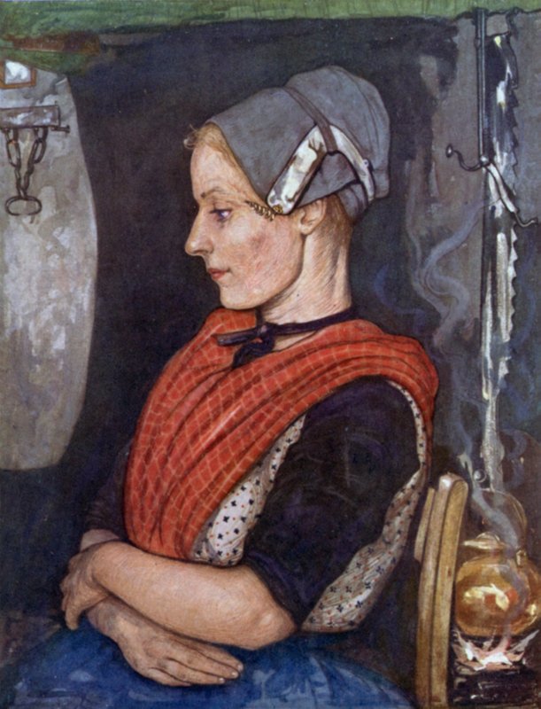 A Girl of Elspeet (farve litho) af Nico Jungman
