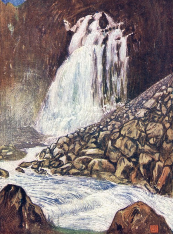 Norge: Espelandsfos, Hardanger (Color Litho) af Nico Jungman