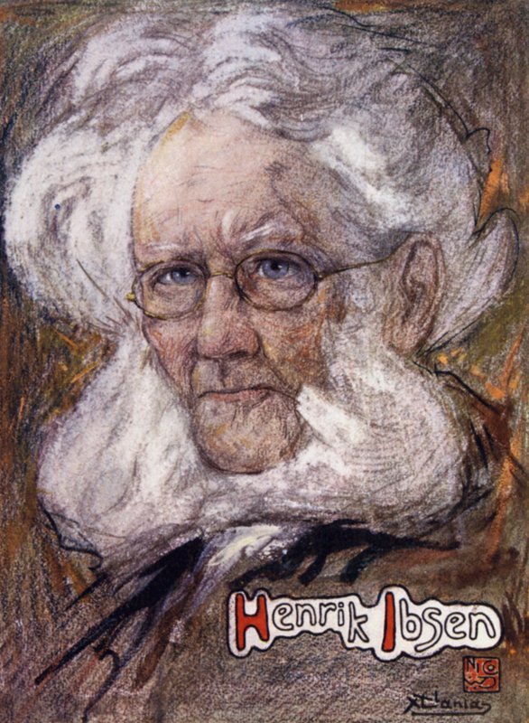Norge: Henrik Ibsen (farve litho) af Nico Jungman
