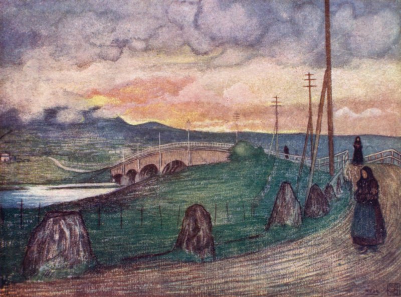 Norge: Vejen til Helvede, nær Trondhjem (farve litho) af Nico Jungman