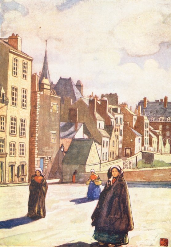 En gade i Granville (farvelitografi) af Nico Jungmann