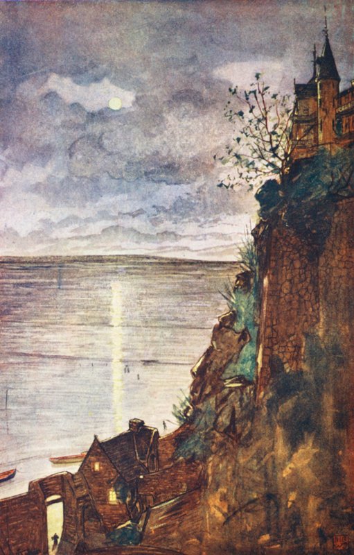 Indgang til Mont St Michel (farvelitografi) af Nico Jungmann