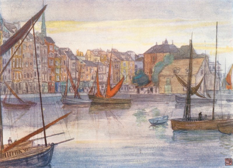 Quai Sainte Catherine, Honfleur (farvelitografi) af Nico Jungmann