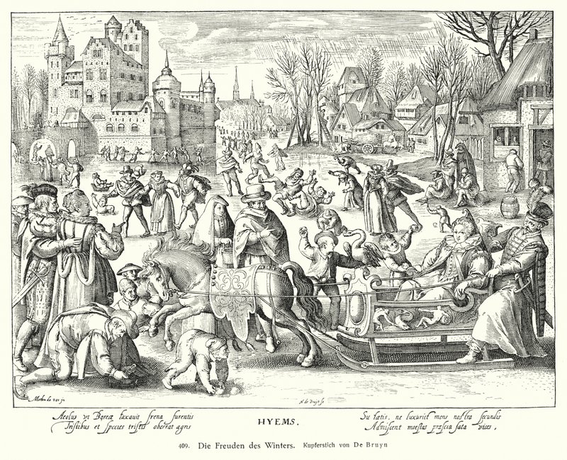 Vinterens glæder (kobberstik) af Nicolaes de (after) Bruyn