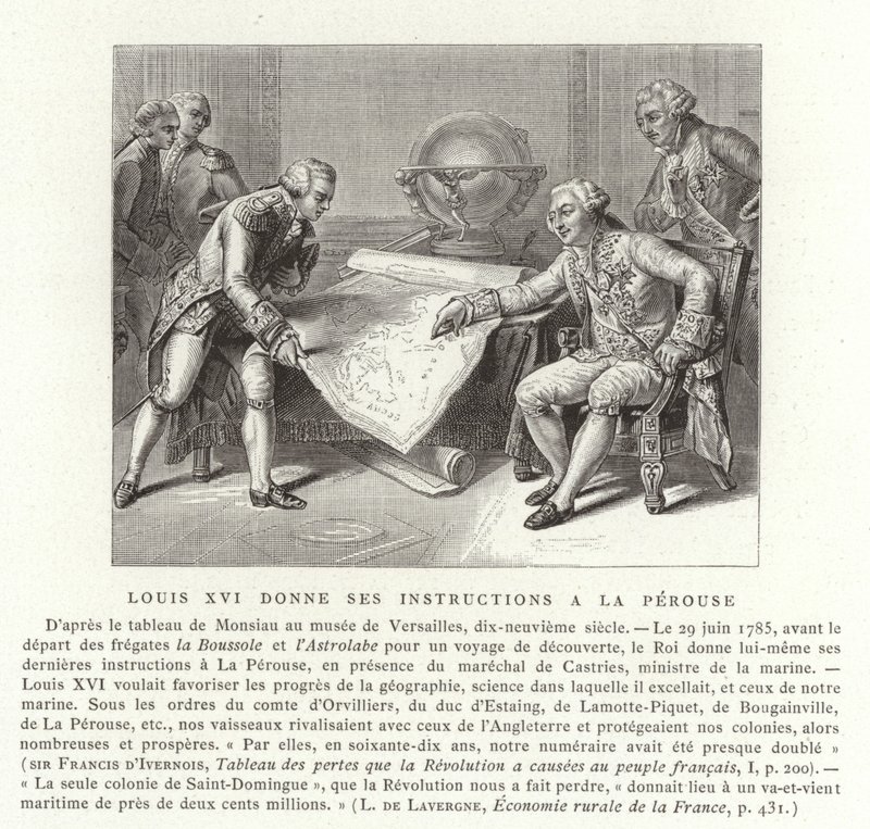 Ludvig XVI af Frankrig giver sine instruktioner til Comte de Laperouse, 1785 af Nicolas Andre Monsiau