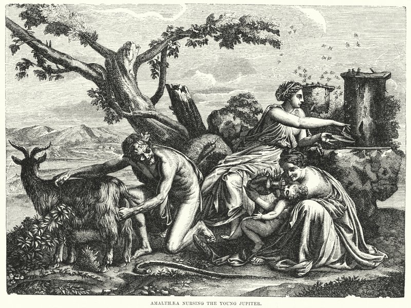 Amalthaea, der plejer den unge Jupiter af Nicolas Poussin