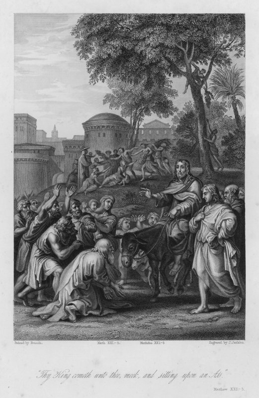 Kristi indtog i Jerusalem, Matthæus XXI, 5 (gravering) af Nicolas (after) Poussin