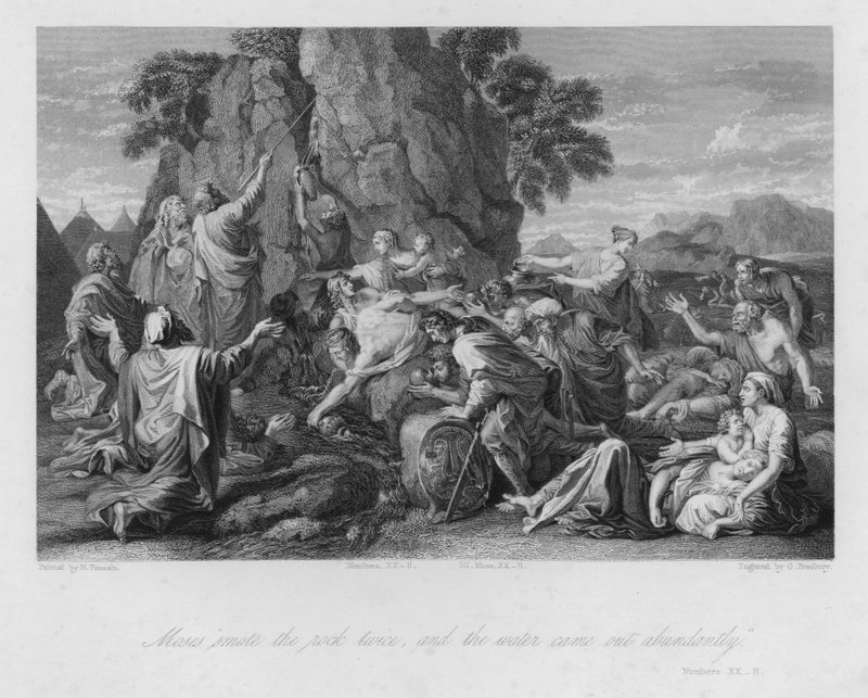 Moses slår klippen, Nummer XX af Nicolas (after) Poussin