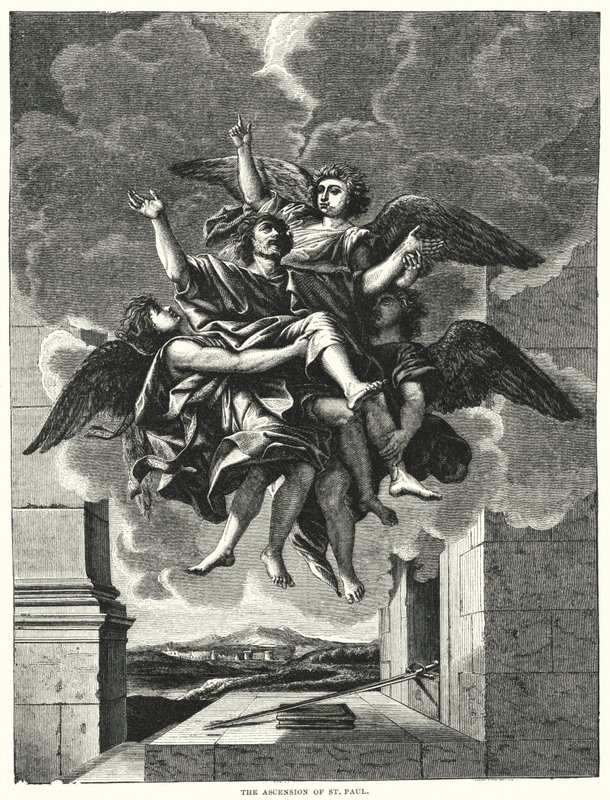 St Pauls himmelfart (gravering) af Nicolas (after) Poussin