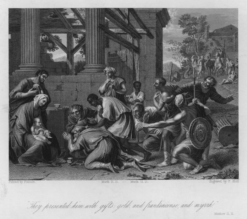 De vise mænds offer, Matthæus II af Nicolas (after) Poussin