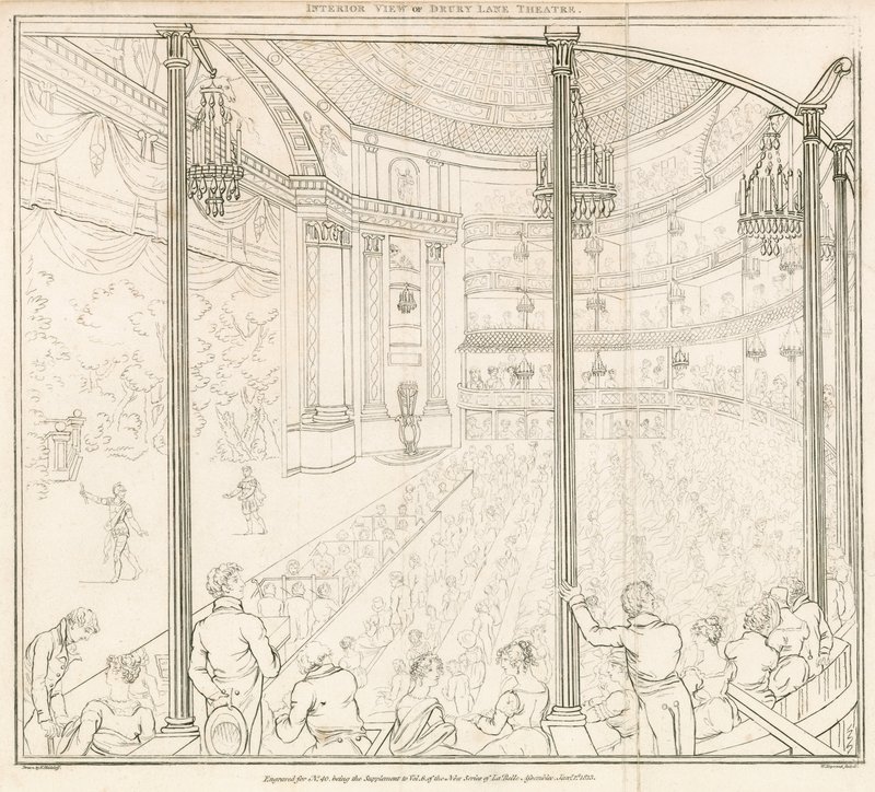 Indvendig udsigt af Drury Lane Theatre, London af Nicolaus von Heideloff