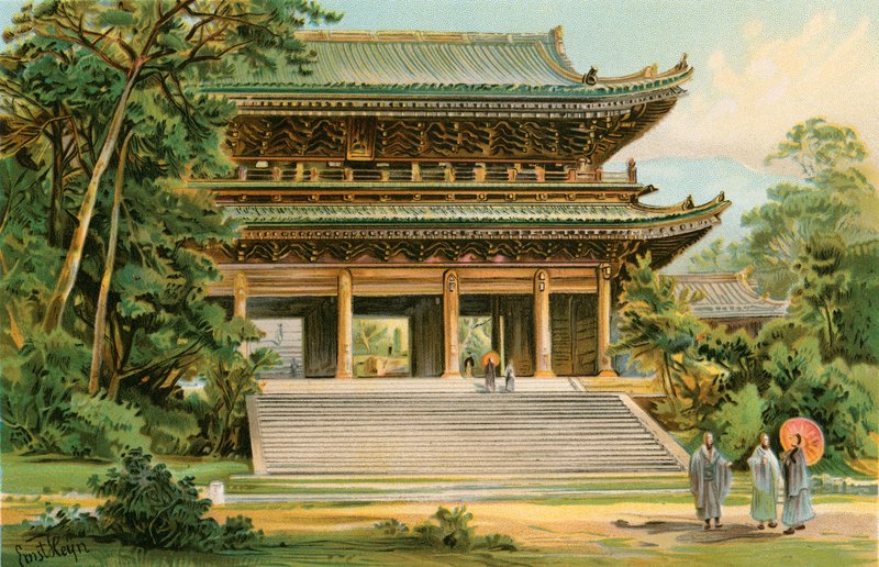 De asiatiske mongoloiders kultur: Japansk tempel af North American