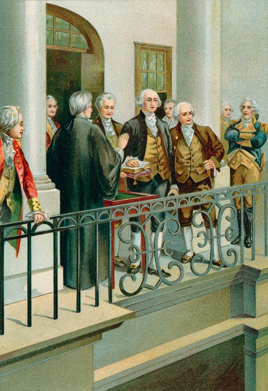 George Washington aflægger ed som præsident af North American