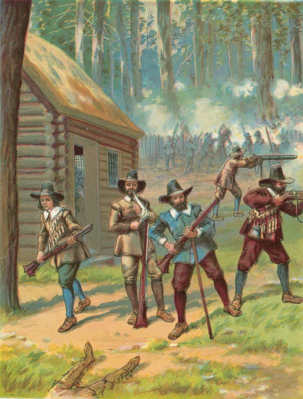 Pilgrimmene, der kæmper mod indianerne af North American