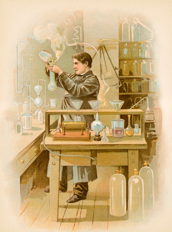 Thomas Edison i sit laboratorium af North American