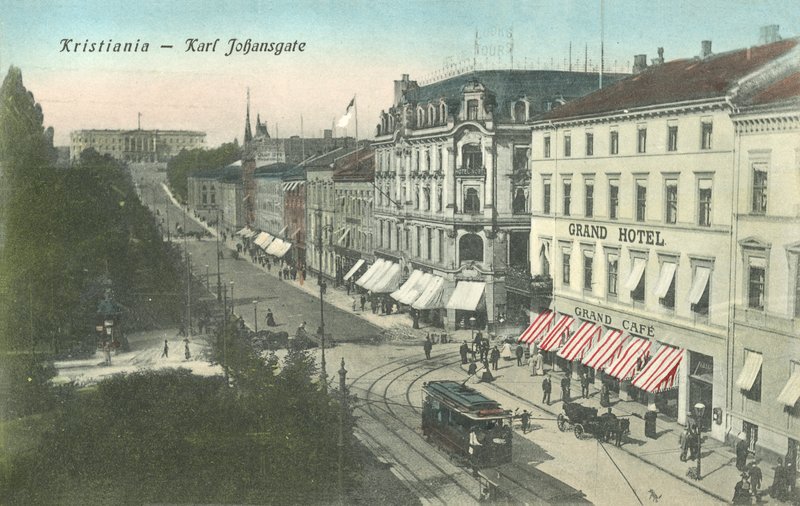 Kristiania (i Oslo), Norge, Karl Johans Gate af Norwegian Photographer