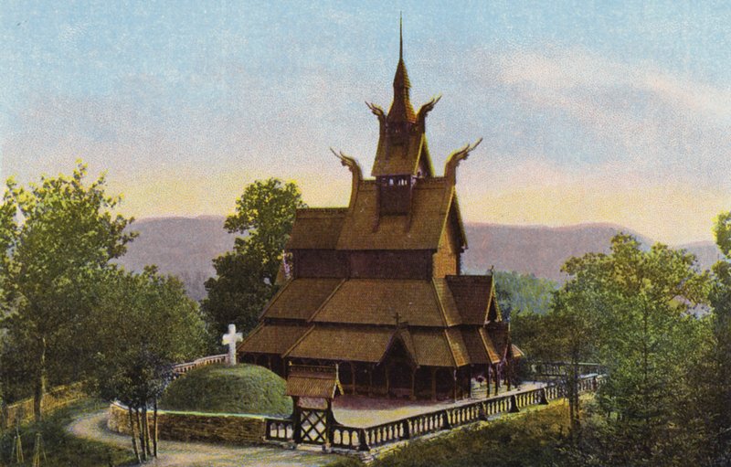 Norge / Norway: Fantoft Stavkirke (foto i farver) af Norwegian Photographer