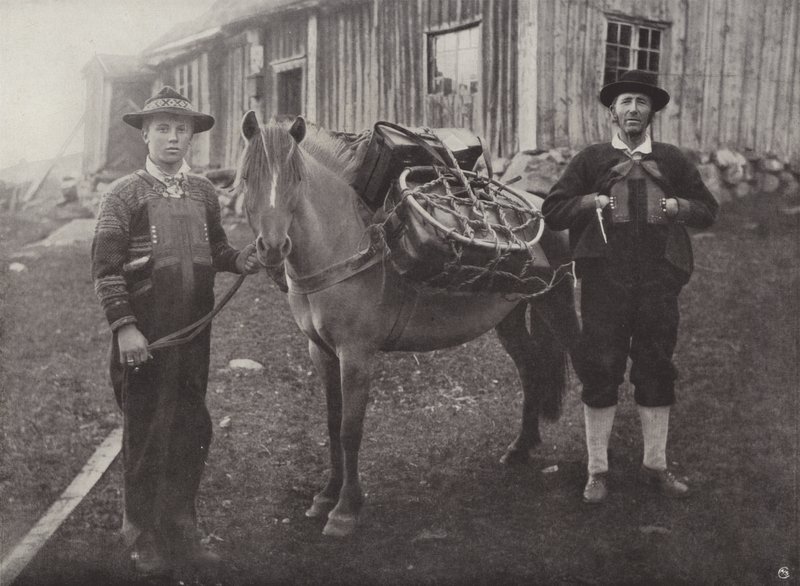 Saetersdalen Highlanders med Pack-Horse af Norwegian Photographer