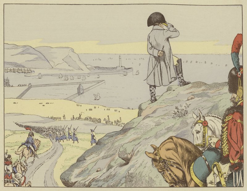 I lejren i Boulogne kiggede Napoleon konstant over kanalen mod England, september 1803 af Onfray de Breville Job