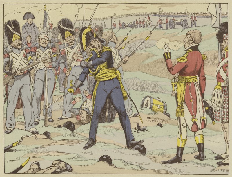 De blev besejret for første gang på et sted, der i geografien kaldes Waterloo, men i historien er kendt som Betryal. Den dag gav Cambronne sit sidste ord. af Onfray de Breville Job