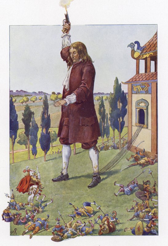 Illustration til Gullivers Rejser af Onfray de Breville Job