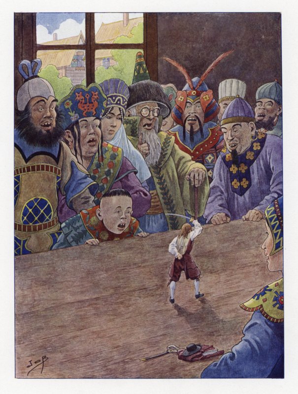 Illustration til Gullivers Rejser af Onfray de Breville Job