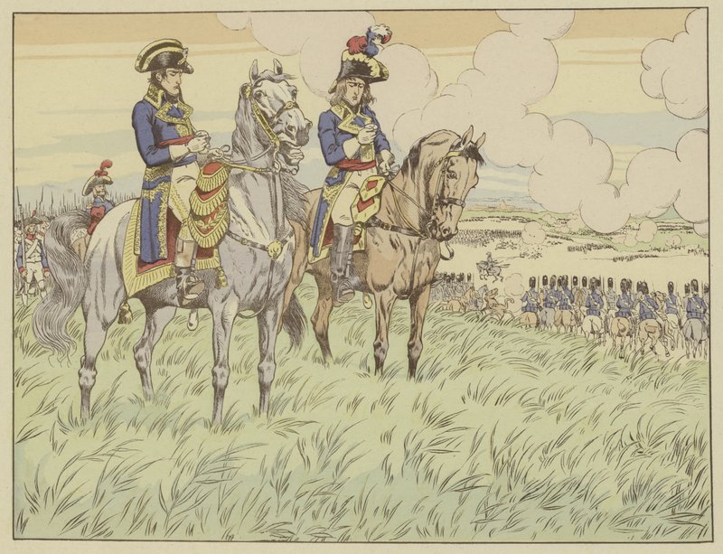 Napoleon og general Louis Desaix i slaget ved Marengo, 24. juni 1800 af Onfray de Breville Job