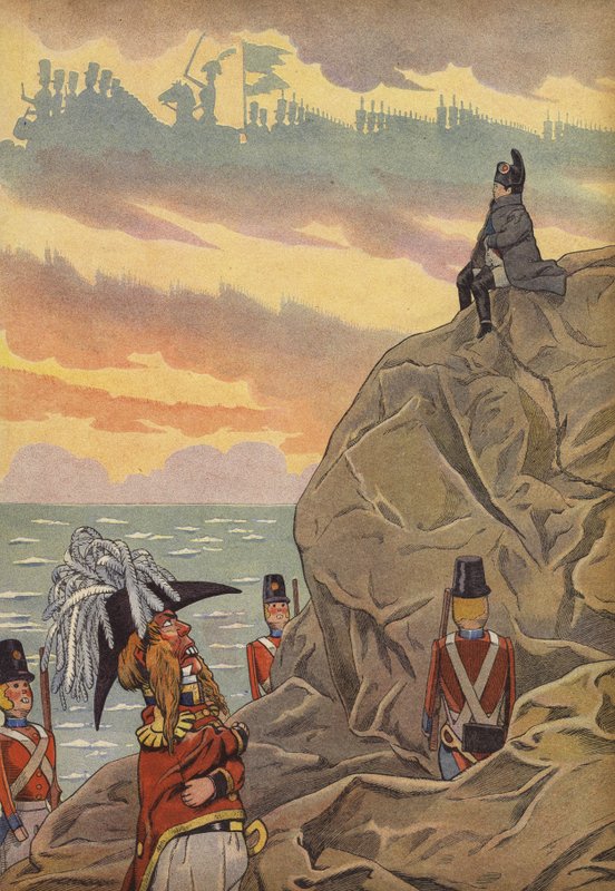 Napoleon ved St. Helena, bevogtet af briterne af Onfray de Breville Job