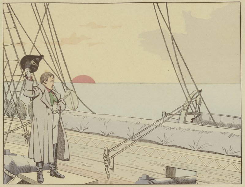 Napoleon om bord på HMS Bellerophon efter at have overgivet sig til briterne, 15. juli 1815 af Onfray de Breville Job