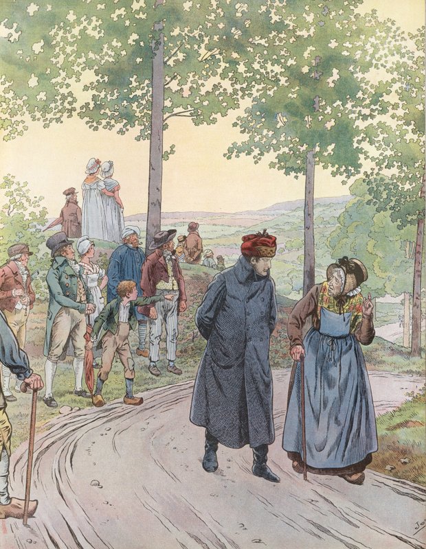 Napoleon taler med en gammel dame af Onfray de Breville Job