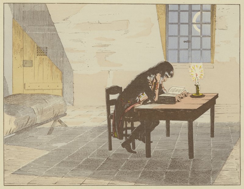 Mens han var arresteret i Valence i 1786, benyttede Napoleon lejligheden til at læse Digeste og styrke sin viden om loven af Onfray de Breville Job
