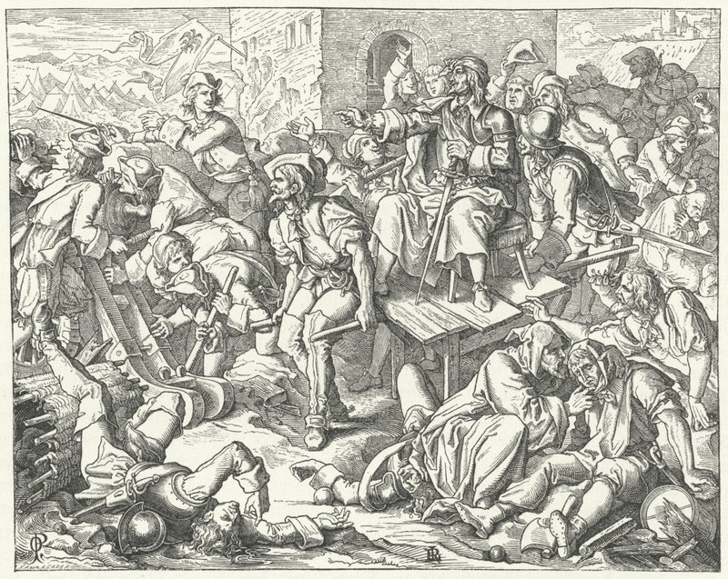Den sårede grev Ernst Rudiger von Starhemberg blandt forsvarerne af Wien, 1683 af Oskar Pletsch
