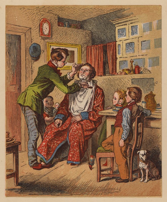 The Barber (farvelitografi) af Oskar Pletsch