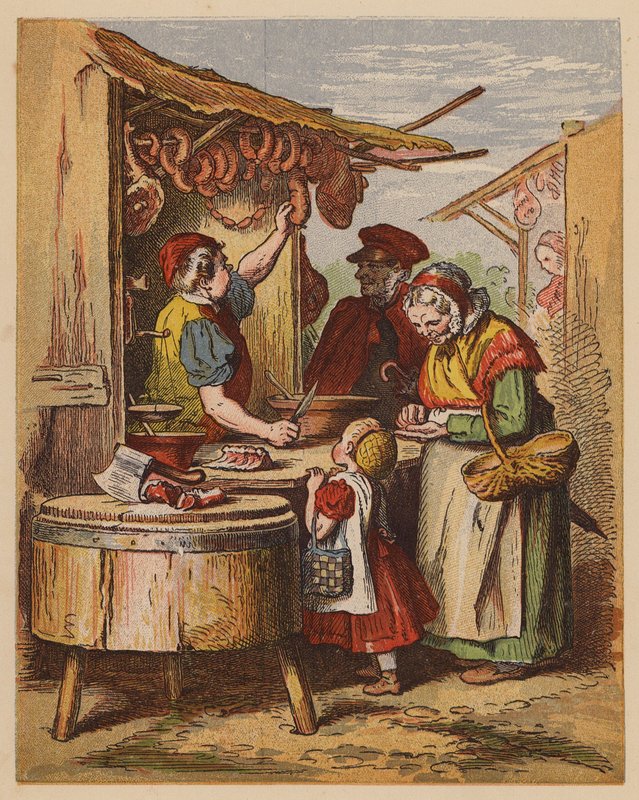 Slagteren (farvelitografi) af Oskar Pletsch