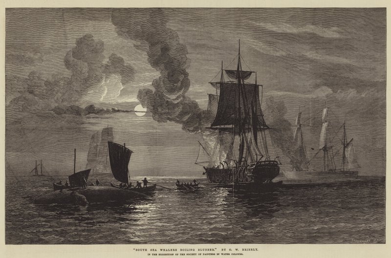 South Sea Whalers Kogende Spæk af Oswald Walters Brierly