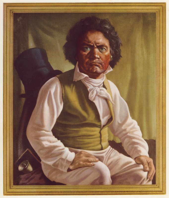 Ludwig van Beethoven i middelalderen (farve litho) af Oswald Charles Barrett