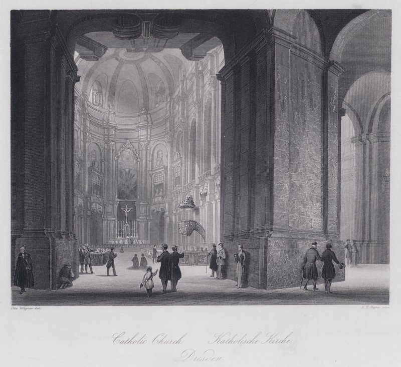 katolske kirke, Dresden (gravering) af Otto (after) Wagner