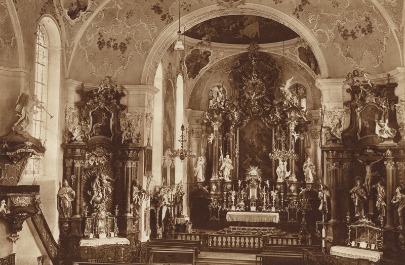 Sognekirke, Oberammergau, Kirkens indre af Otto Ballerstedt