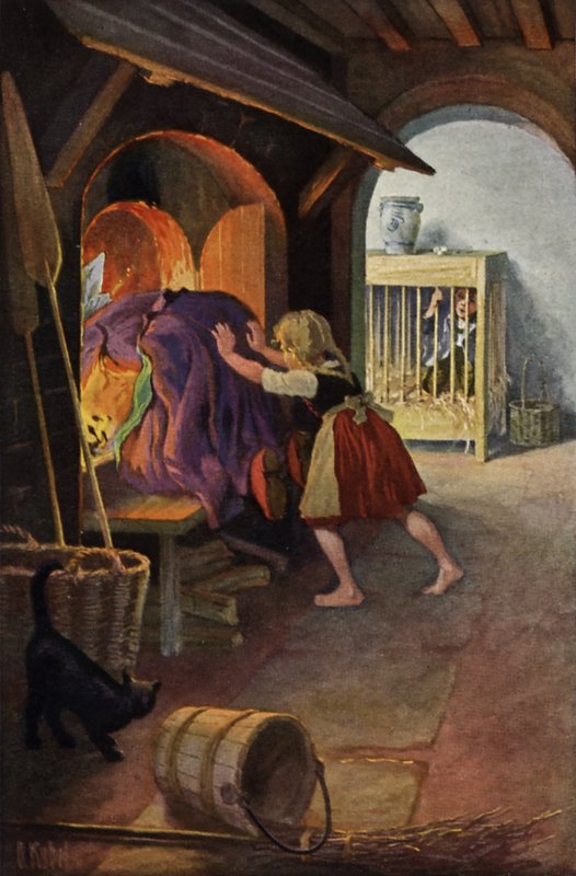 Hans og Grete (farve litho) af Otto Kubel