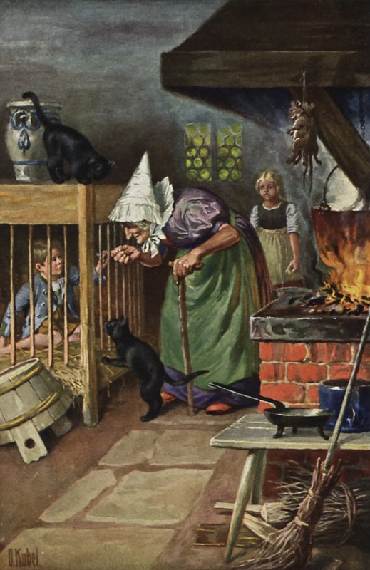 Hans og Grete (farve litho) af Otto Kubel