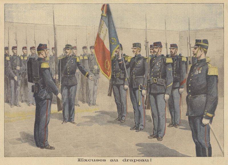 En soldat bad det franske flag om undskyldning for at have fornærmet det af P.H.G.V. Michel