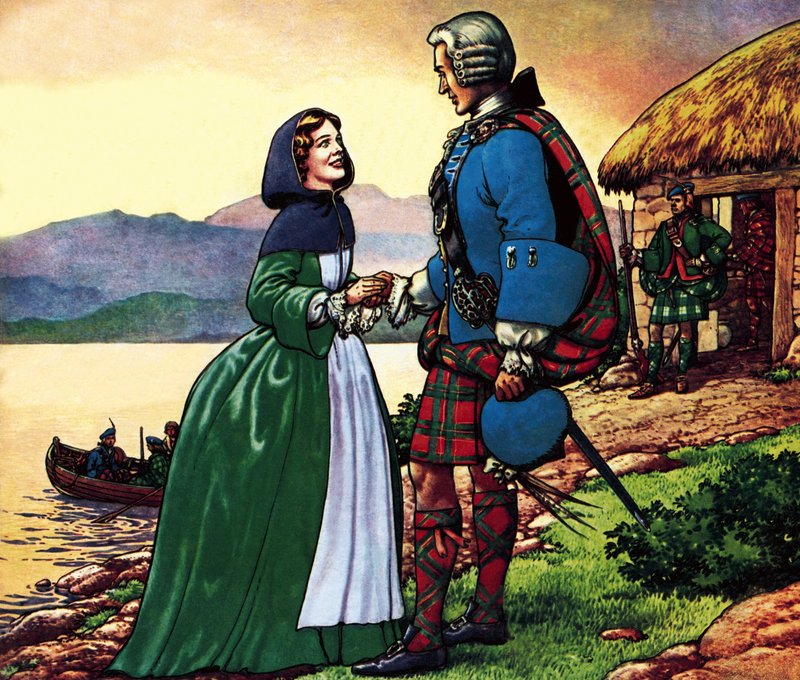 Bonnie Prince Charles og Flora Macdonald af Pat (1907-95) Nicolle